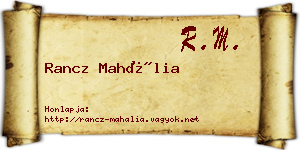 Rancz Mahália névjegykártya